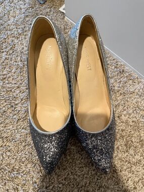 Nine West Sparkling Silver Pointed-Toe Heels